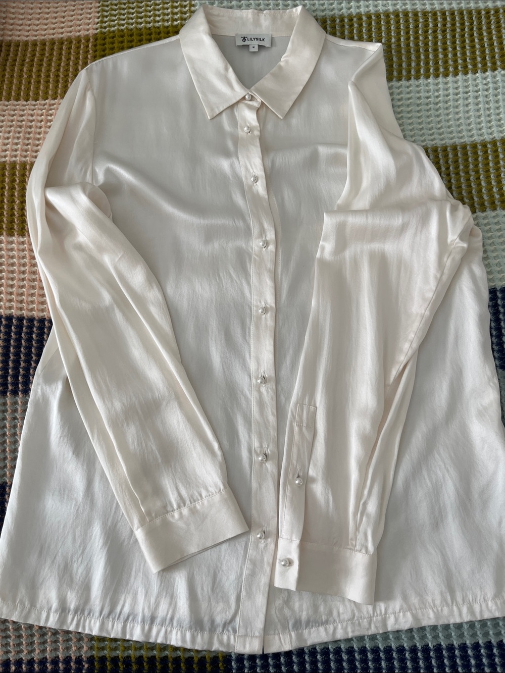 Lily Silk Cream Silk Button-Up Shirt